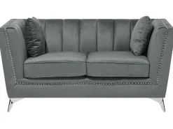 Best Sofa dla 2 osób GAULA Welur Szary Sofy Tapicerowane|Sofy Dwuosobowe