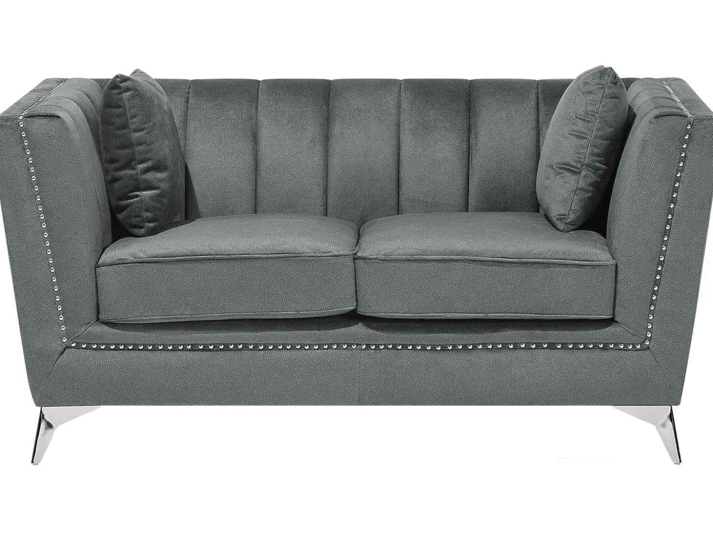 Best Sofa dla 2 osób GAULA Welur Szary Sofy Tapicerowane|Sofy Dwuosobowe