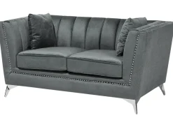 Best Sofa dla 2 osób GAULA Welur Szary Sofy Tapicerowane|Sofy Dwuosobowe