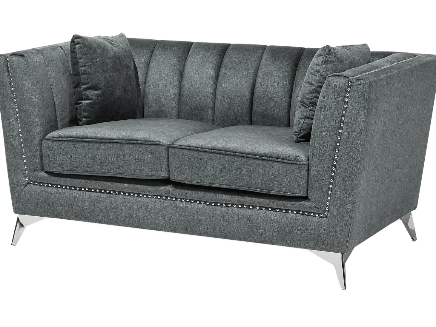 Best Sofa dla 2 osób GAULA Welur Szary Sofy Tapicerowane|Sofy Dwuosobowe