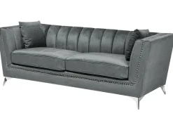 Outlet Sofa dla 3 osób GAULA Welur Szary Sofy Tapicerowane|Kolekcje Sof