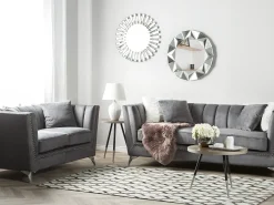 Outlet Sofa dla 3 osób GAULA Welur Szary Sofy Tapicerowane|Kolekcje Sof
