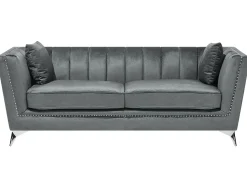 Outlet Sofa dla 3 osób GAULA Welur Szary Sofy Tapicerowane|Kolekcje Sof