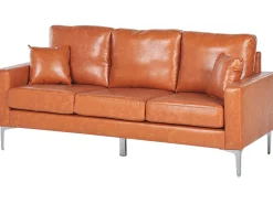 Hot Sofa dla 3 osób GAVLE Ekoskóra Złoty brąz Sofy Skórzane|Sofy Trzyosobowe