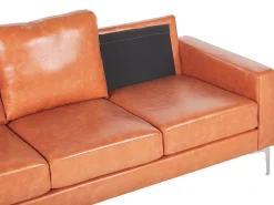 Hot Sofa dla 3 osób GAVLE Ekoskóra Złoty brąz Sofy Skórzane|Sofy Trzyosobowe