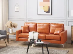 Hot Sofa dla 3 osób GAVLE Ekoskóra Złoty brąz Sofy Skórzane|Sofy Trzyosobowe