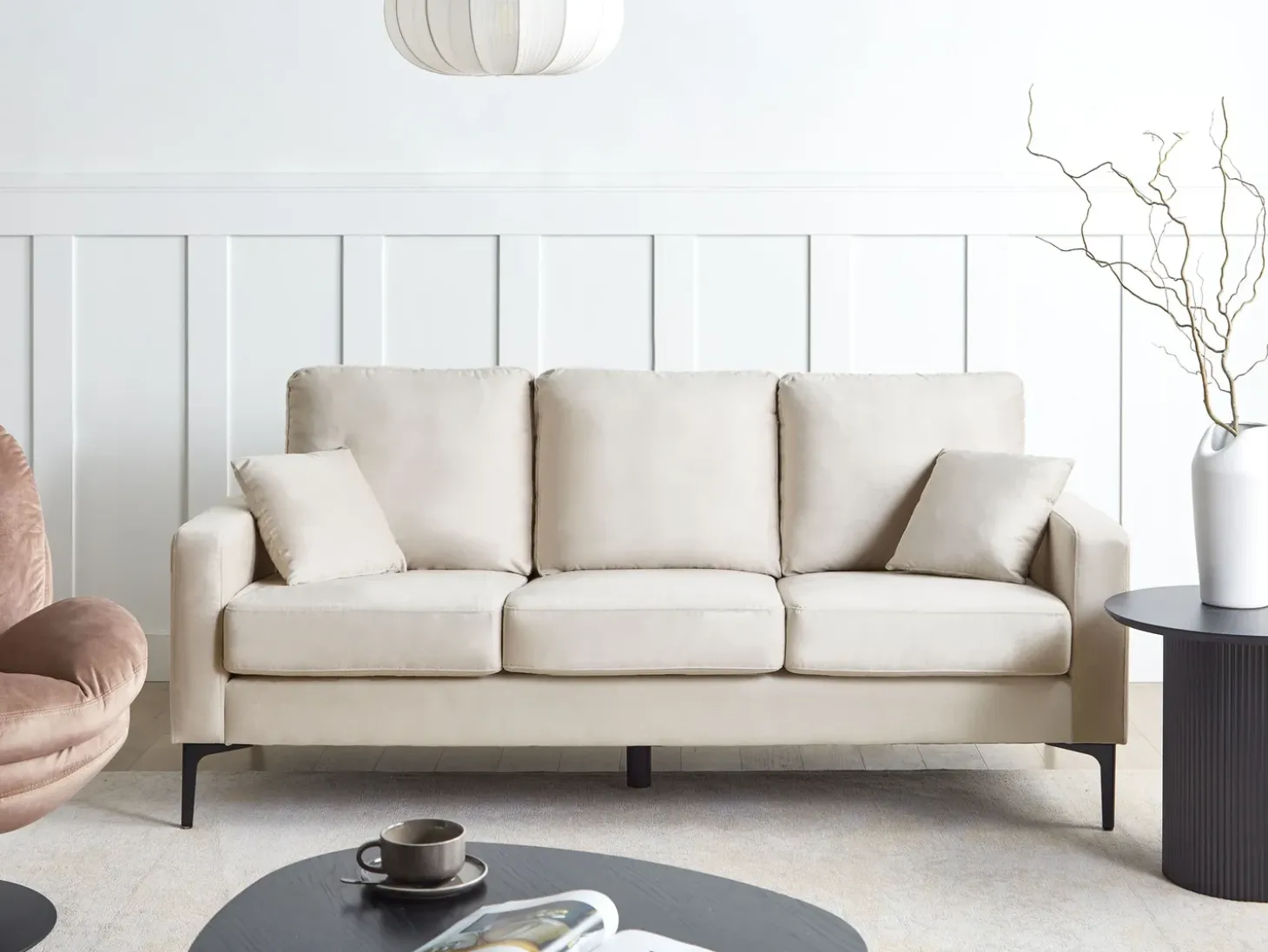 Outlet Sofa dla 3 osób GAVLE Jasnobeżowy Sofy Tapicerowane|Wszystkie Sofy