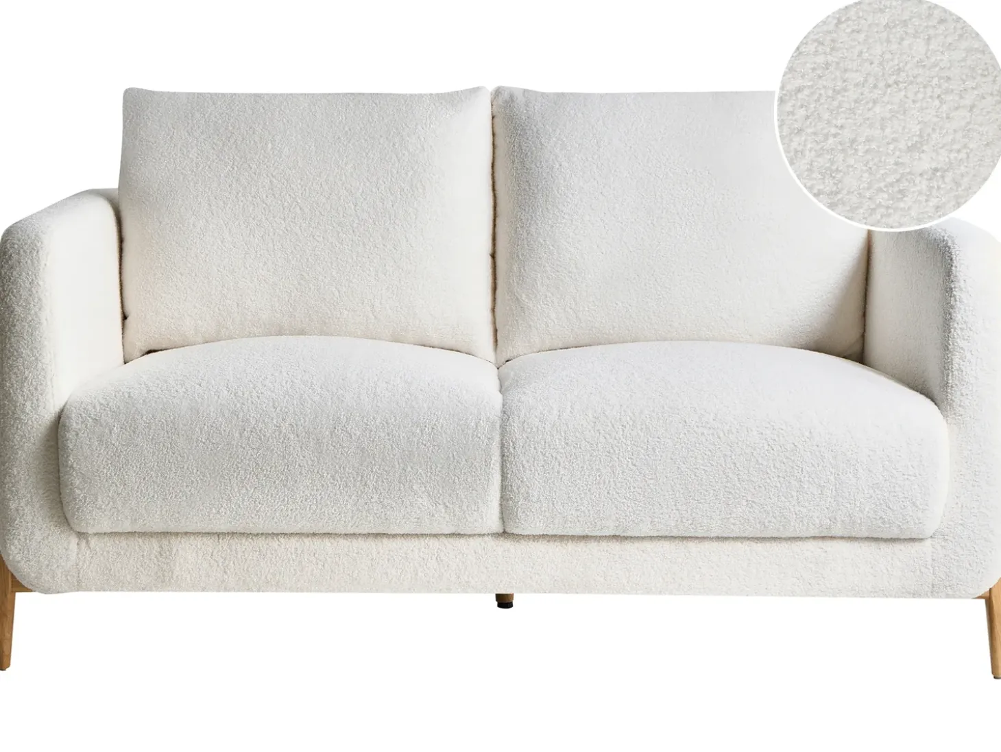 Discount Sofa dla 2 osób GIMO Boucle Biały Sofy Tapicerowane|Sofy Dwuosobowe