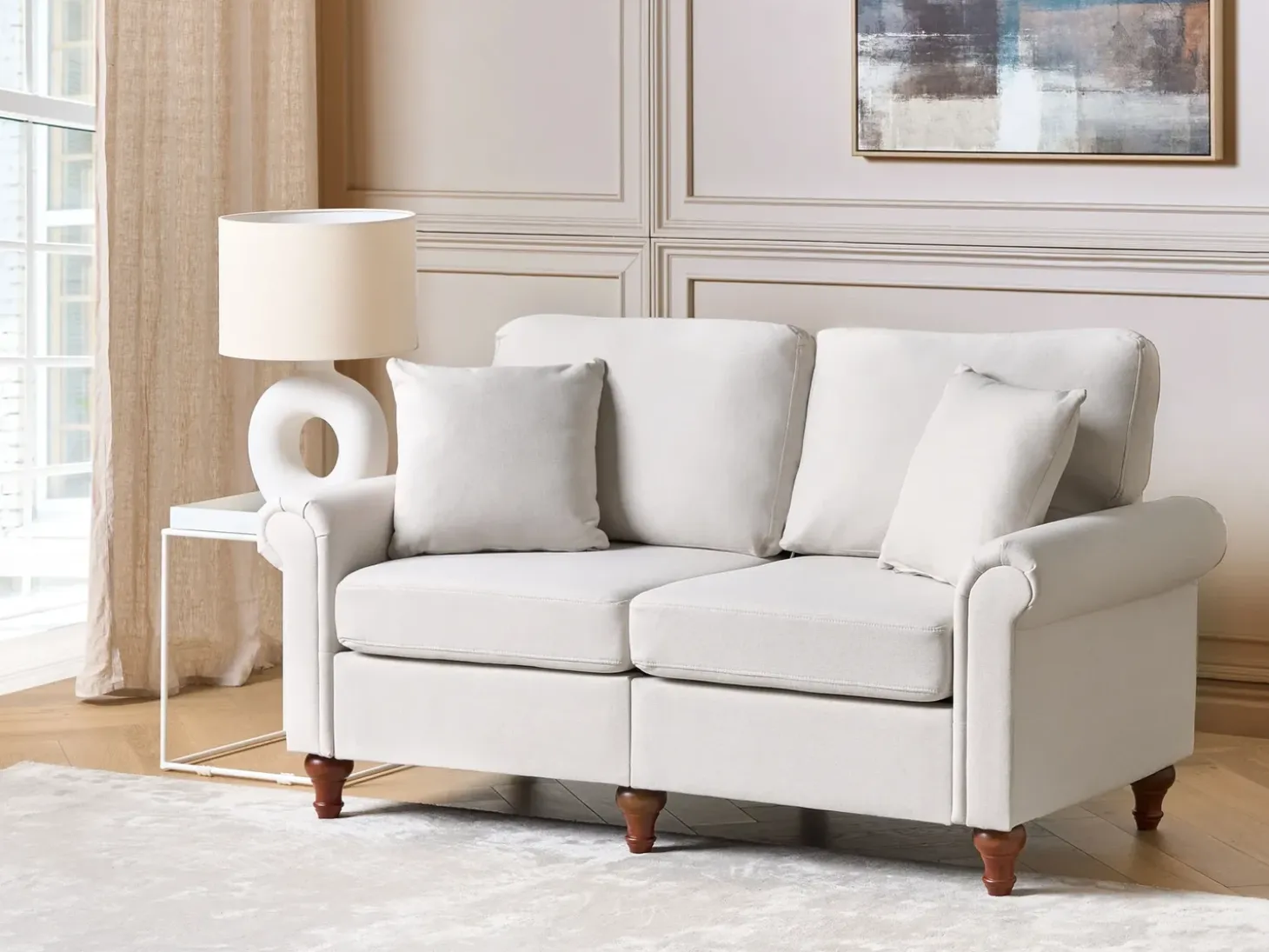 Sofa dla 2 osób GINNERUP Jasnobeżowy Sofy Tapicerowane|Sofy Dwuosobowe
