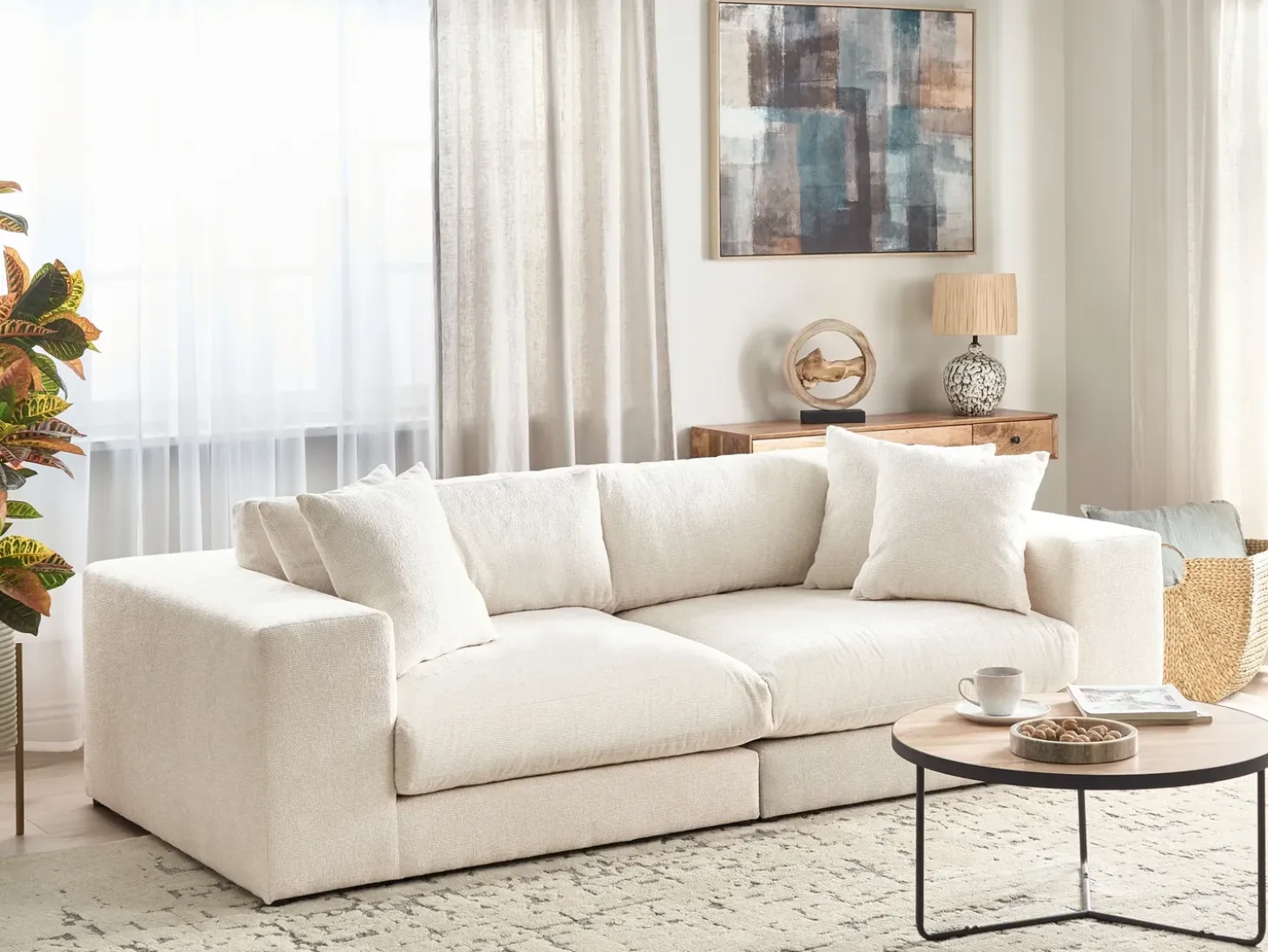 Discount Sofa dla 3 osób GLORVIKA II Złamana biel Sofy Tapicerowane|Wszystkie Sofy