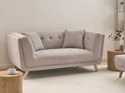 Online Sofa dla 2 osób HABO Beżowoszary z otomaną Sofy Tapicerowane|Sofy Dwuosobowe