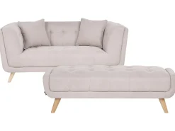 Online Sofa dla 2 osób HABO Beżowoszary z otomaną Sofy Tapicerowane|Sofy Dwuosobowe
