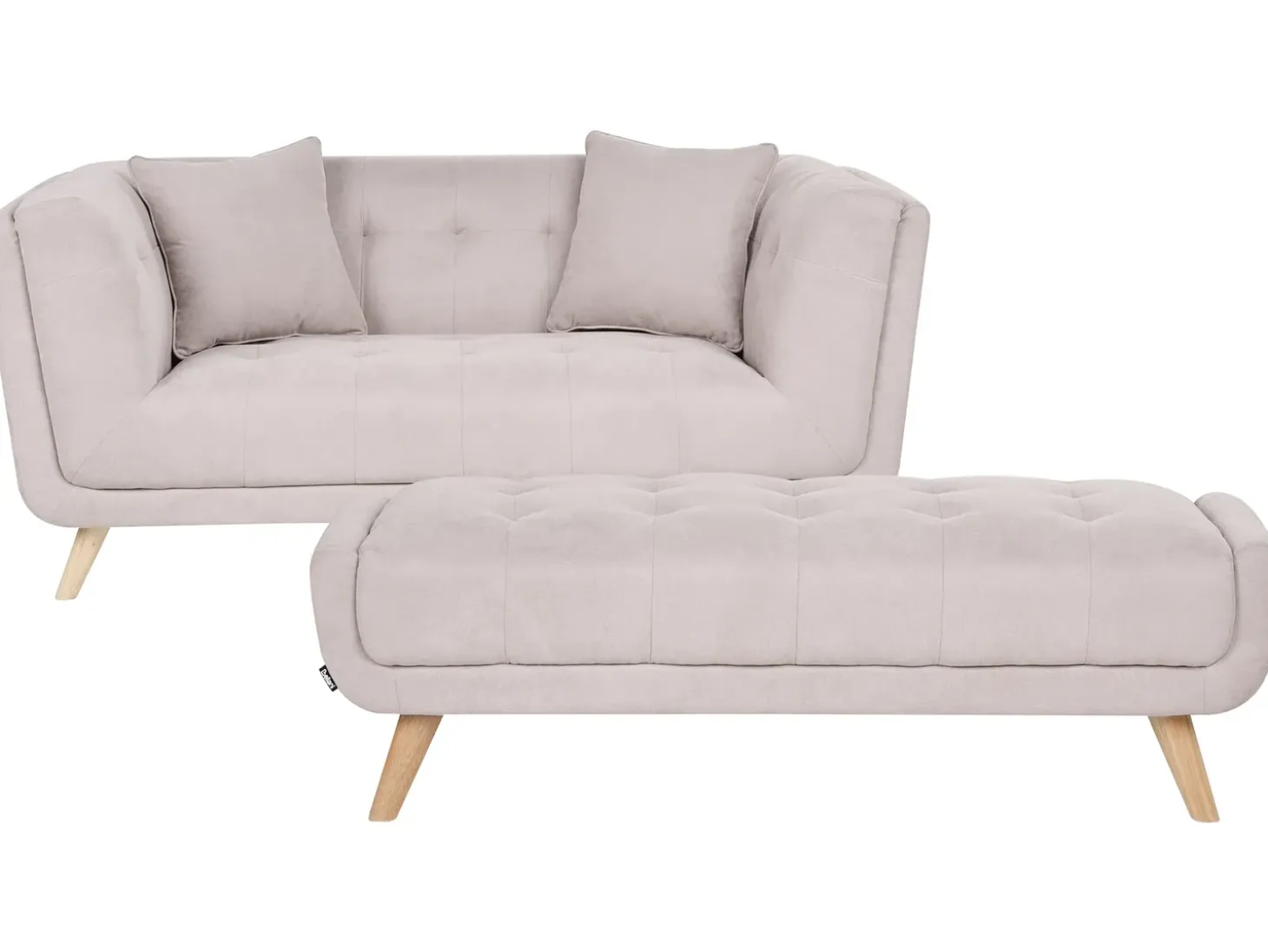 Online Sofa dla 2 osób HABO Beżowoszary z otomaną Sofy Tapicerowane|Sofy Dwuosobowe