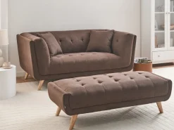 New Sofa dla 2 osób HABO Ciemno Sofy Tapicerowane|Sofy Dwuosobowe