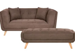 Sale Sofa dla 2 osób HABO Ciemno z otomaną Sofy Tapicerowane|Sofy Dwuosobowe