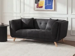 Outlet Sofa dla 2 osób HABO Czarny Sofy Tapicerowane|Sofy Dwuosobowe