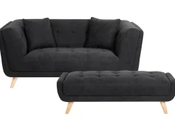 Outlet Sofa dla 2 osób HABO Czarny Sofy Tapicerowane|Sofy Dwuosobowe