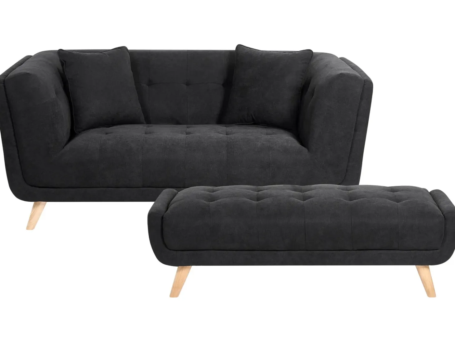 Outlet Sofa dla 2 osób HABO Czarny Sofy Tapicerowane|Sofy Dwuosobowe