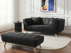 Outlet Sofa dla 2 osób HABO Czarny Sofy Tapicerowane|Sofy Dwuosobowe