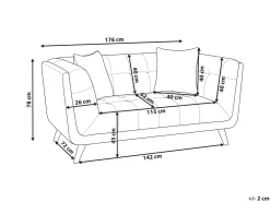 New Sofa dla 2 osób HABO Czarny Sofy Tapicerowane|Sofy Dwuosobowe