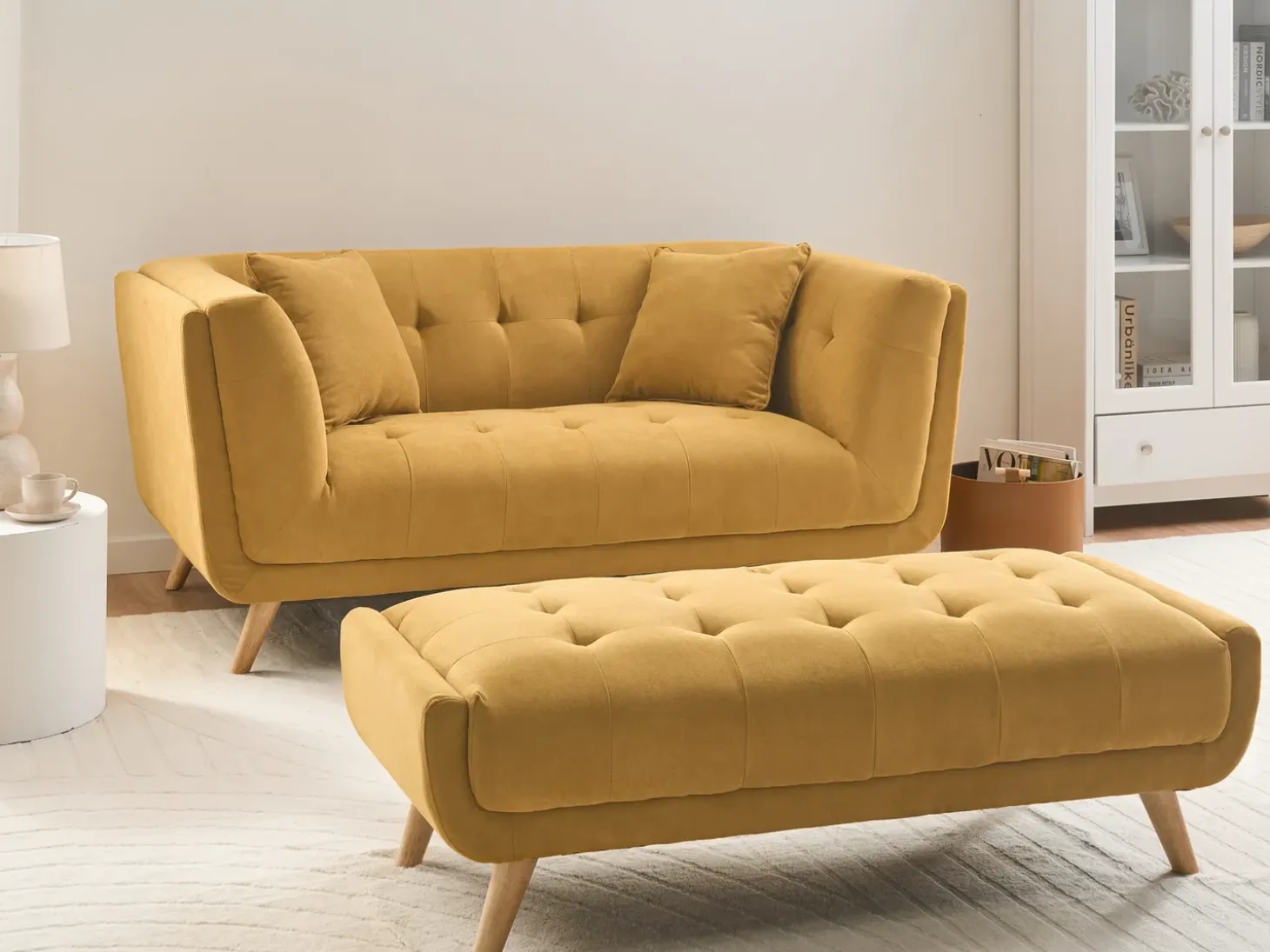 Hot Sofa dla 2 osób HABO Musztardowy Sofy Tapicerowane|Sofy Dwuosobowe