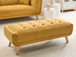 Sale Sofa dla 2 osób HABO Musztardowy z otomaną Sofy Tapicerowane|Sofy Dwuosobowe