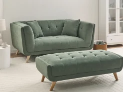 Discount Sofa dla 2 osób HABO Zielony Sofy Tapicerowane|Sofy Dwuosobowe