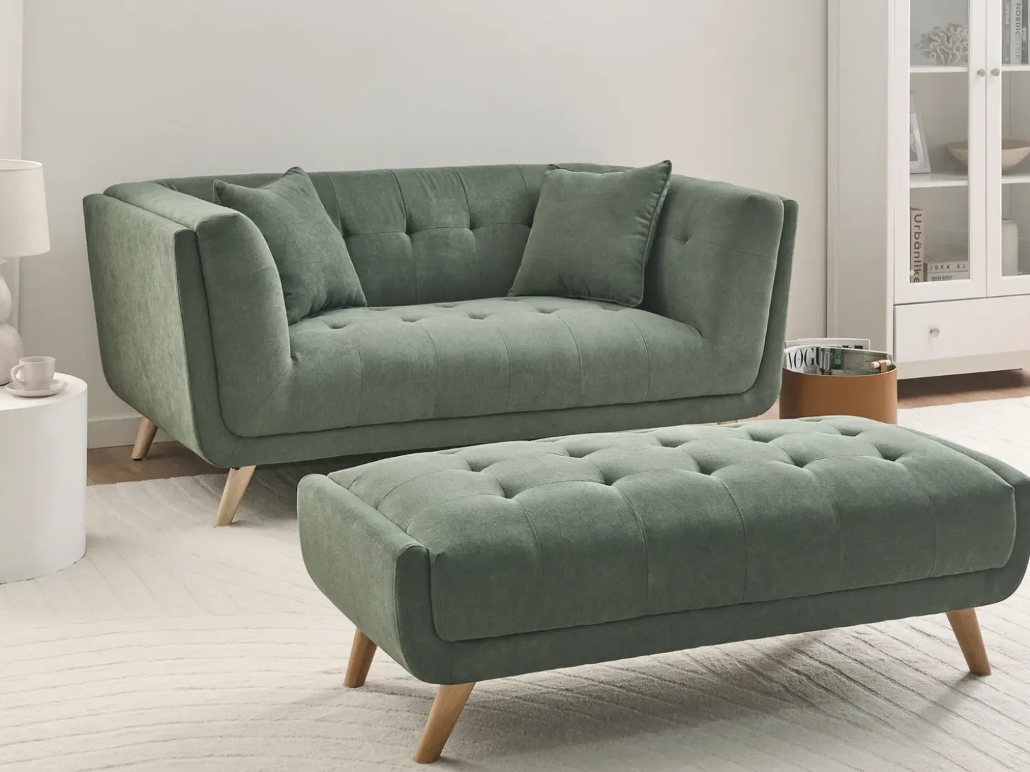 Discount Sofa dla 2 osób HABO Zielony Sofy Tapicerowane|Sofy Dwuosobowe