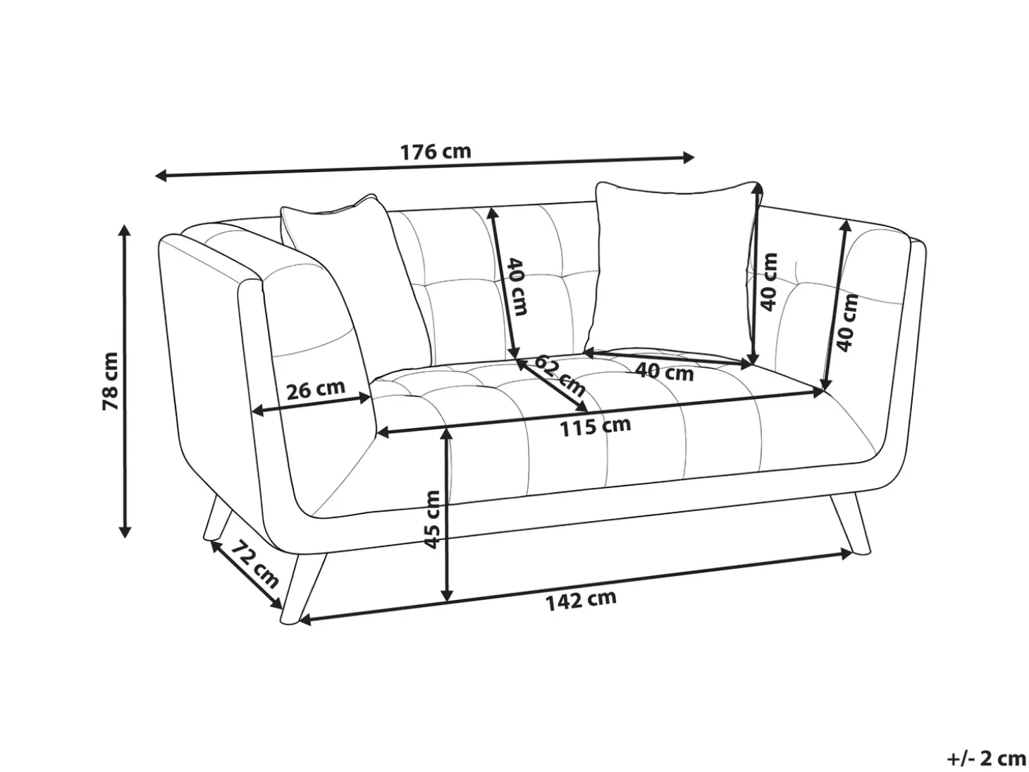 Discount Sofa dla 2 osób HABO Zielony Sofy Tapicerowane|Sofy Dwuosobowe