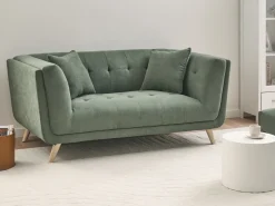 Sale Sofa dla 2 osób HABO Zielony z otomaną Sofy Tapicerowane|Sofy Dwuosobowe