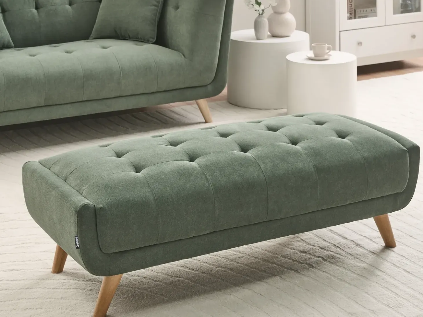 Sale Sofa dla 2 osób HABO Zielony z otomaną Sofy Tapicerowane|Sofy Dwuosobowe