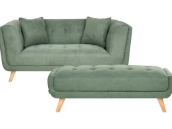 Sale Sofa dla 2 osób HABO Zielony z otomaną Sofy Tapicerowane|Sofy Dwuosobowe