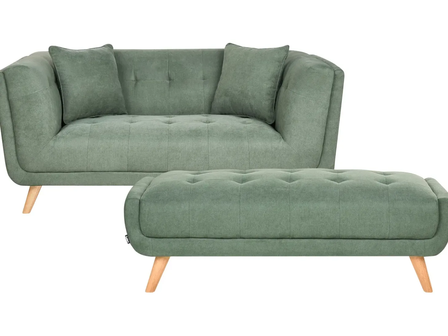 Sale Sofa dla 2 osób HABO Zielony z otomaną Sofy Tapicerowane|Sofy Dwuosobowe