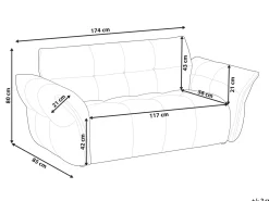 Discount Sofa dla 2 osób HALBA Beżowoszary Sofy Tapicerowane|Sofy Dwuosobowe