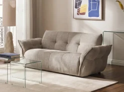 Discount Sofa dla 2 osób HALBA Beżowoszary Sofy Tapicerowane|Sofy Dwuosobowe