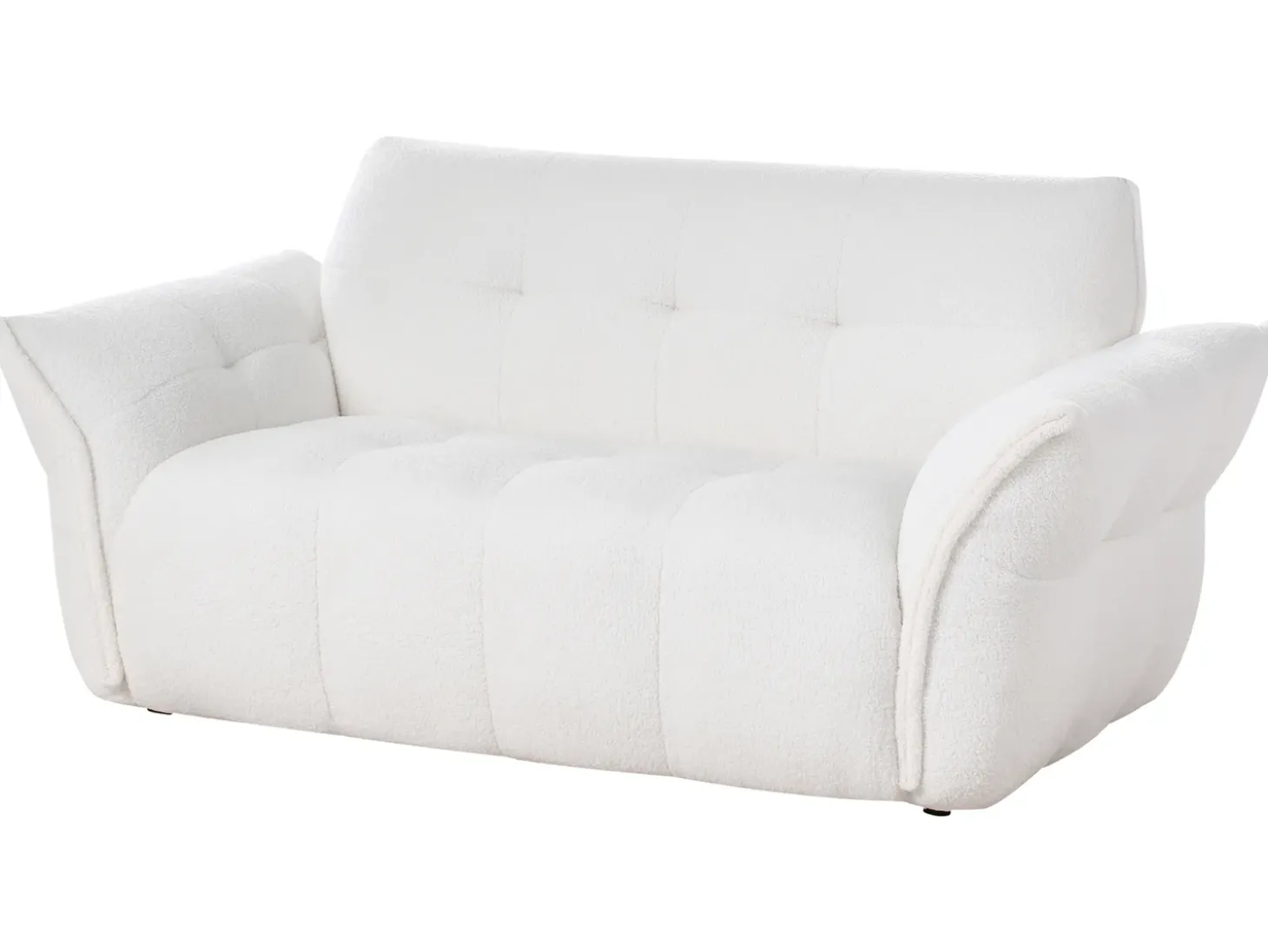 Discount Sofa dla 2 osób HALBA Boucle Biały Sofy Tapicerowane|Sofy Dwuosobowe