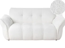 Discount Sofa dla 2 osób HALBA Boucle Biały Sofy Tapicerowane|Sofy Dwuosobowe