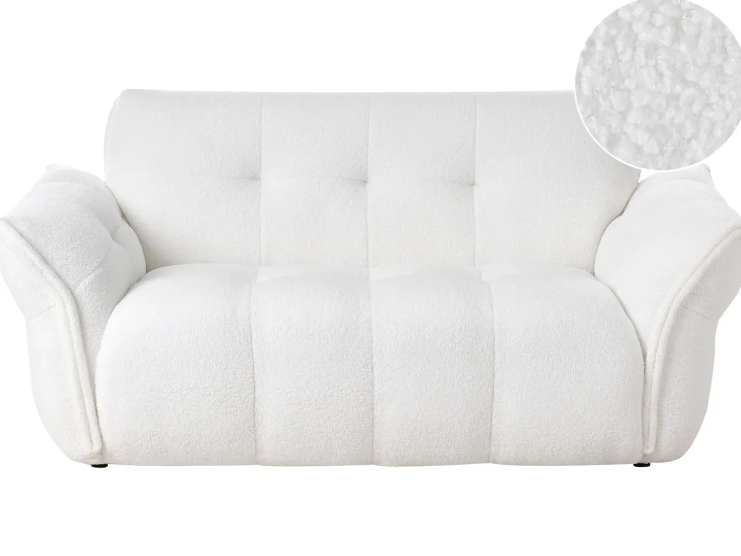 Discount Sofa dla 2 osób HALBA Boucle Biały Sofy Tapicerowane|Sofy Dwuosobowe