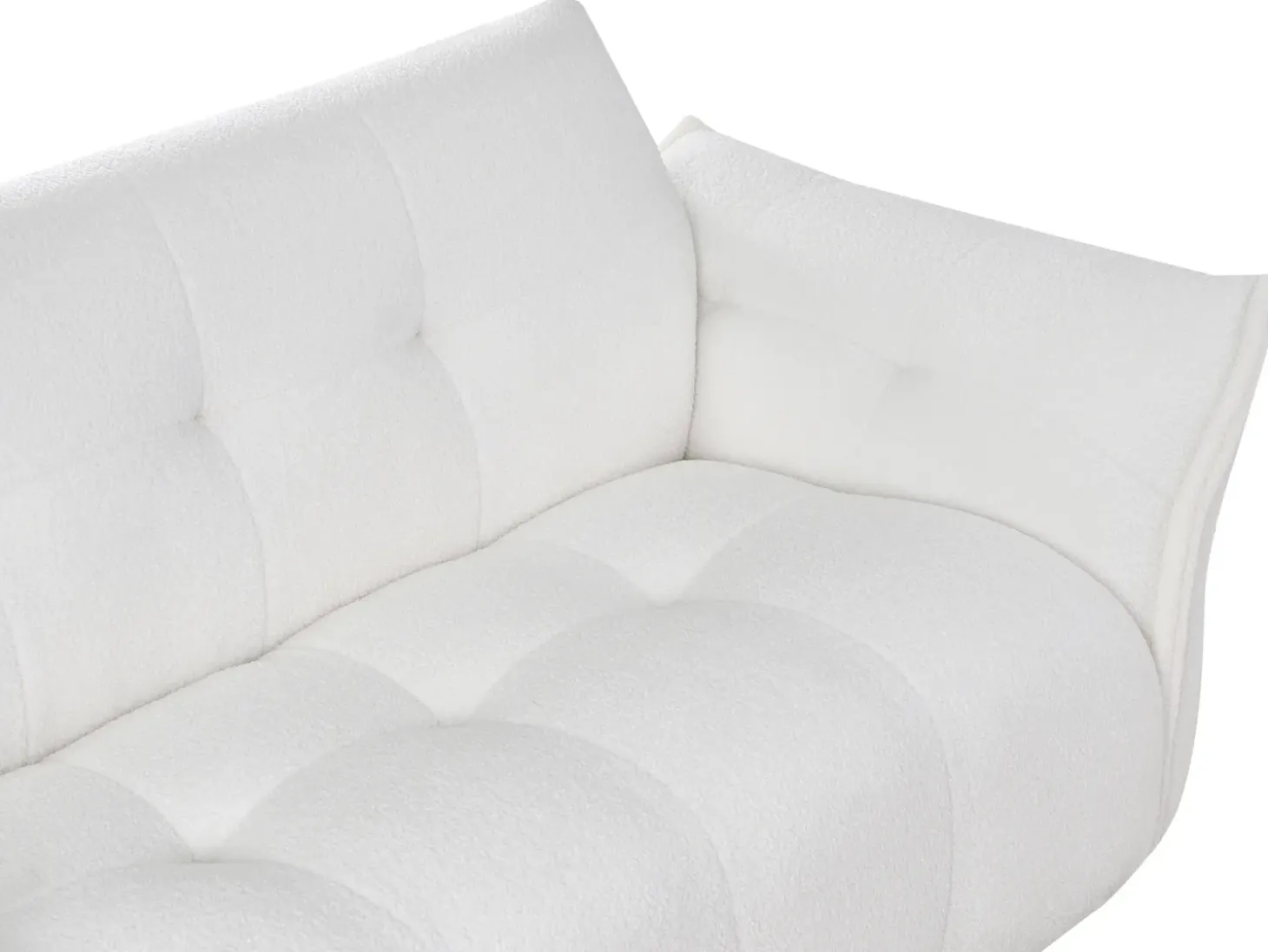 Discount Sofa dla 2 osób HALBA Boucle Biały Sofy Tapicerowane|Sofy Dwuosobowe