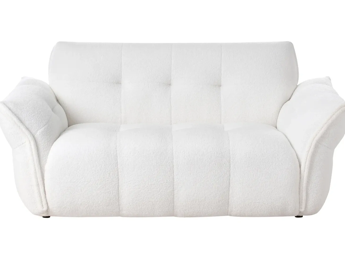 Discount Sofa dla 2 osób HALBA Boucle Biały Sofy Tapicerowane|Sofy Dwuosobowe