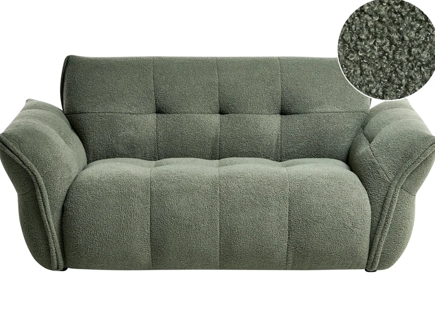Best Sofa dla 2 osób HALBA Boucle Zielony Sofy Tapicerowane|Sofy Dwuosobowe