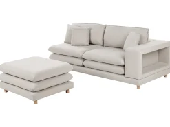 New Sofa dla 2 osób HEDEN Beżowy z otomaną Sofy Tapicerowane|Sofy Dwuosobowe