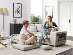 New Sofa dla 2 osób HEDEN Beżowy z otomaną Sofy Tapicerowane|Sofy Dwuosobowe