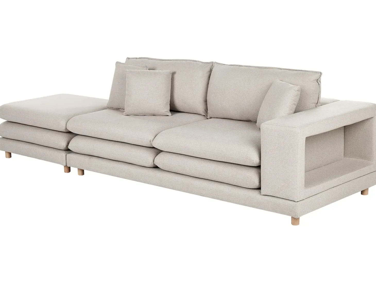 New Sofa dla 2 osób HEDEN Beżowy z otomaną Sofy Tapicerowane|Sofy Dwuosobowe
