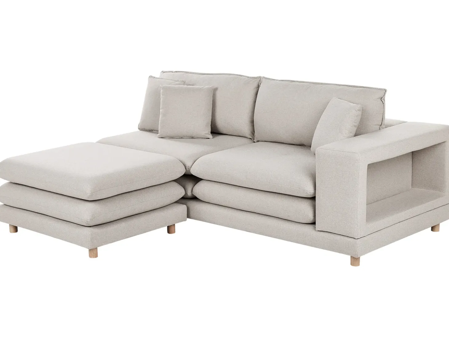New Sofa dla 2 osób HEDEN Beżowy z otomaną Sofy Tapicerowane|Sofy Dwuosobowe