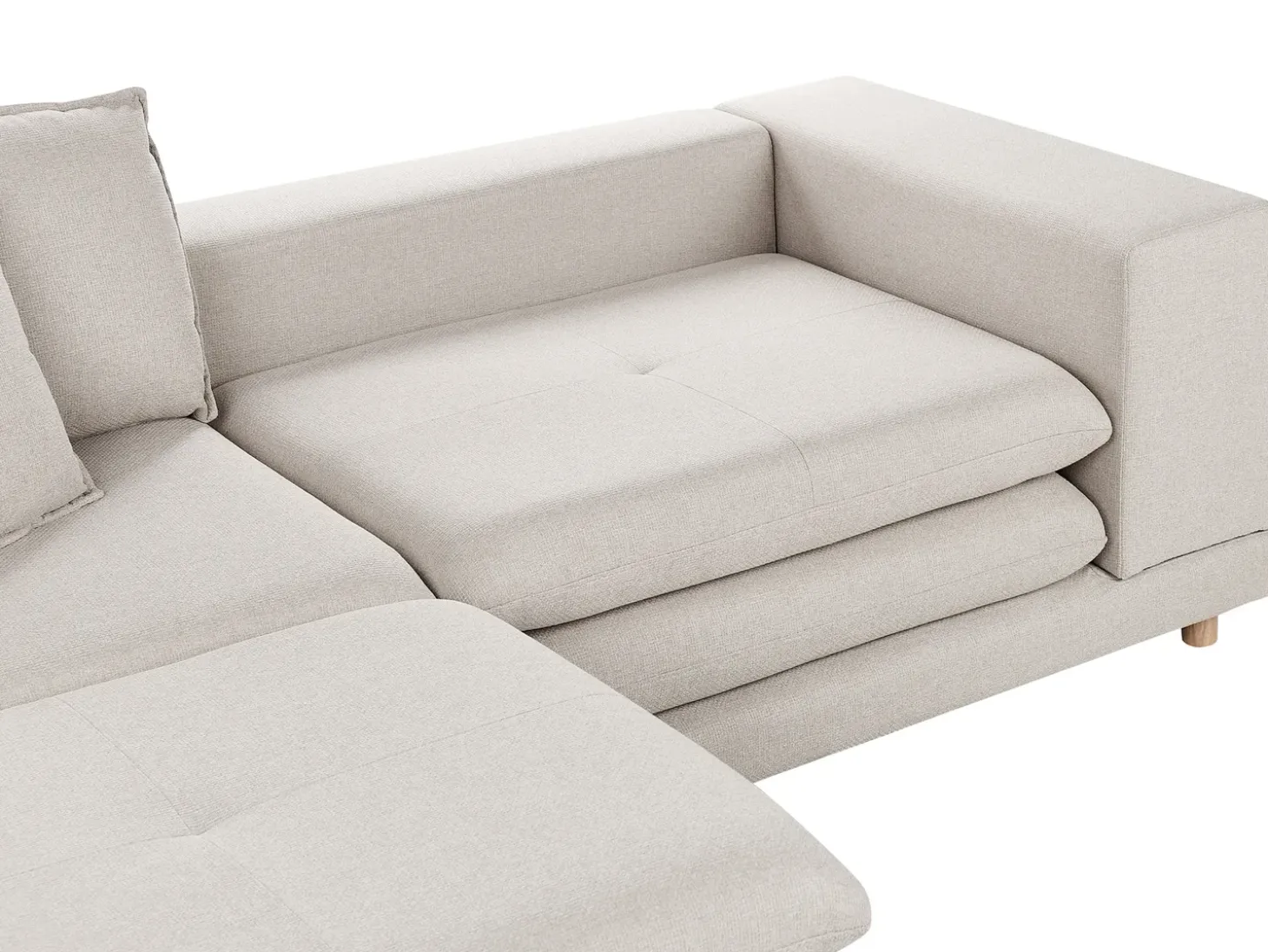 New Sofa dla 2 osób HEDEN Beżowy z otomaną Sofy Tapicerowane|Sofy Dwuosobowe
