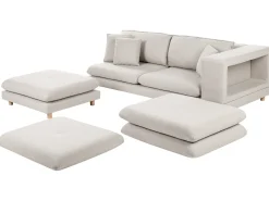 New Sofa dla 2 osób HEDEN Beżowy z otomaną Sofy Tapicerowane|Sofy Dwuosobowe