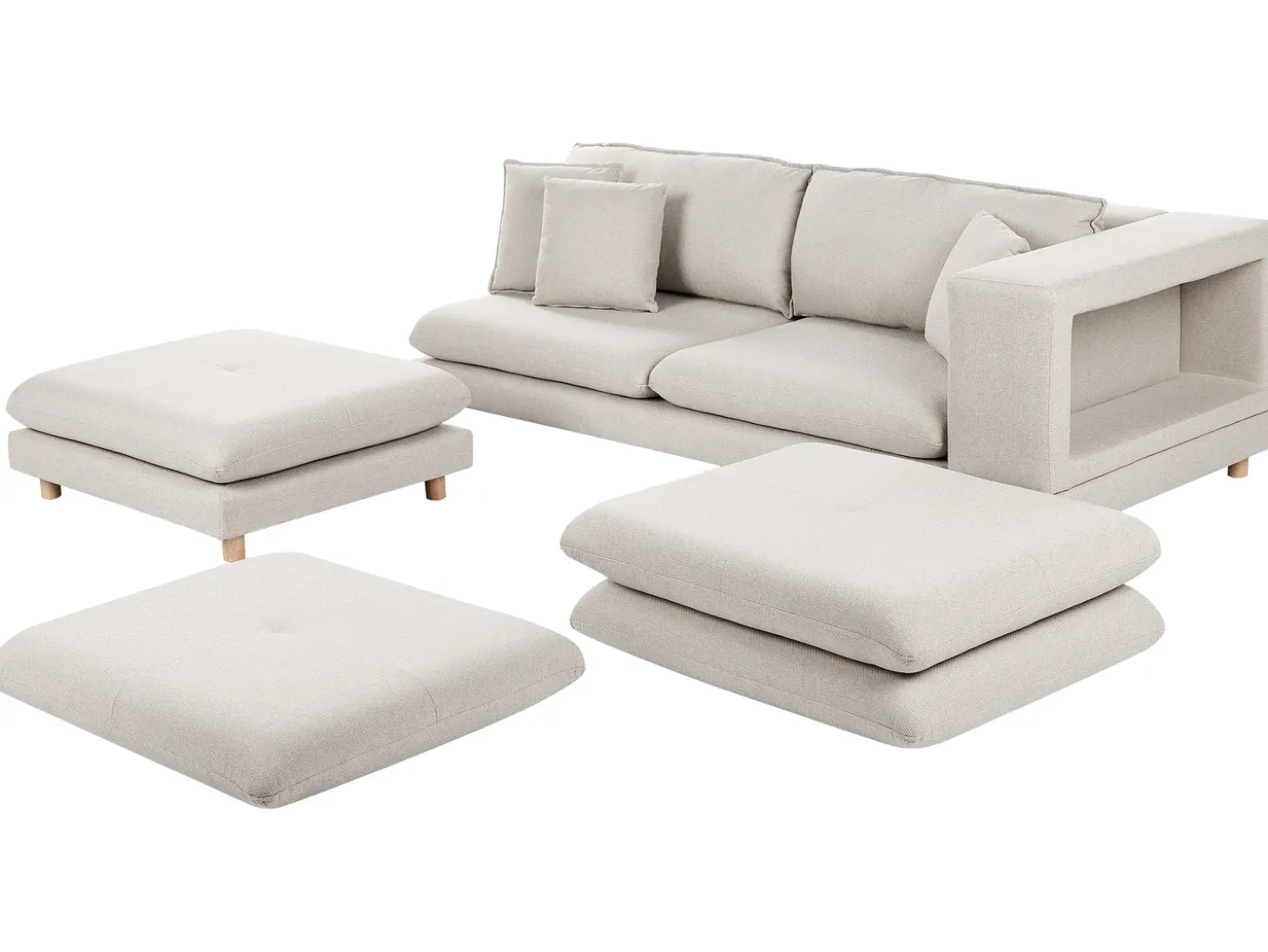 New Sofa dla 2 osób HEDEN Beżowy z otomaną Sofy Tapicerowane|Sofy Dwuosobowe