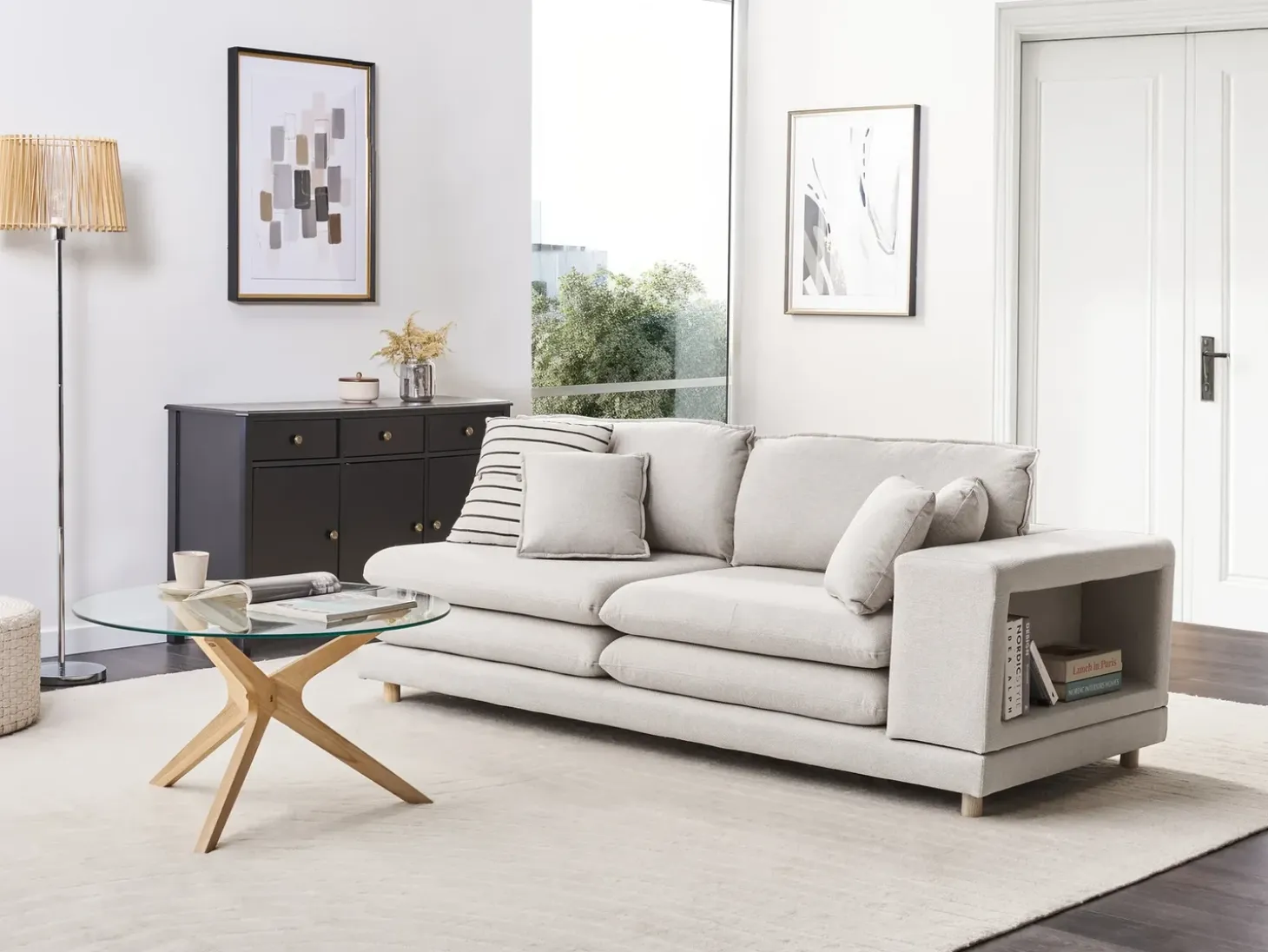 Online Sofa dla 2 osób HEDEN Beżowy Z poduszką Sofy Tapicerowane|Sofy Dwuosobowe