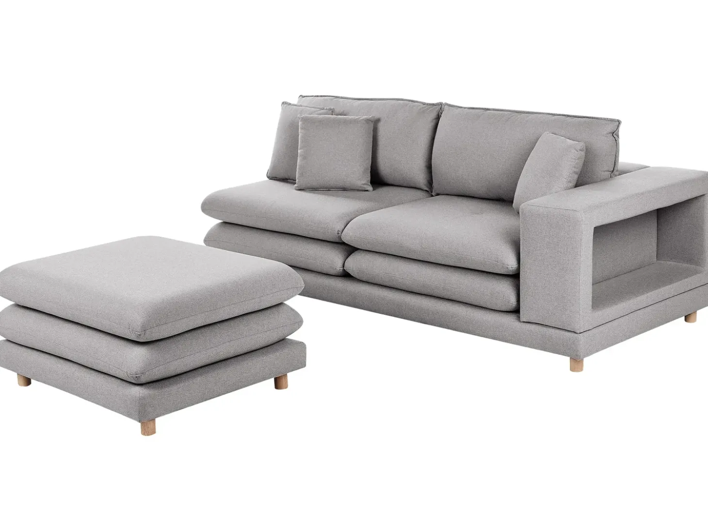 Clearance Sofa dla 2 osób HEDEN Szary z otomaną Sofy Tapicerowane|Sofy Dwuosobowe